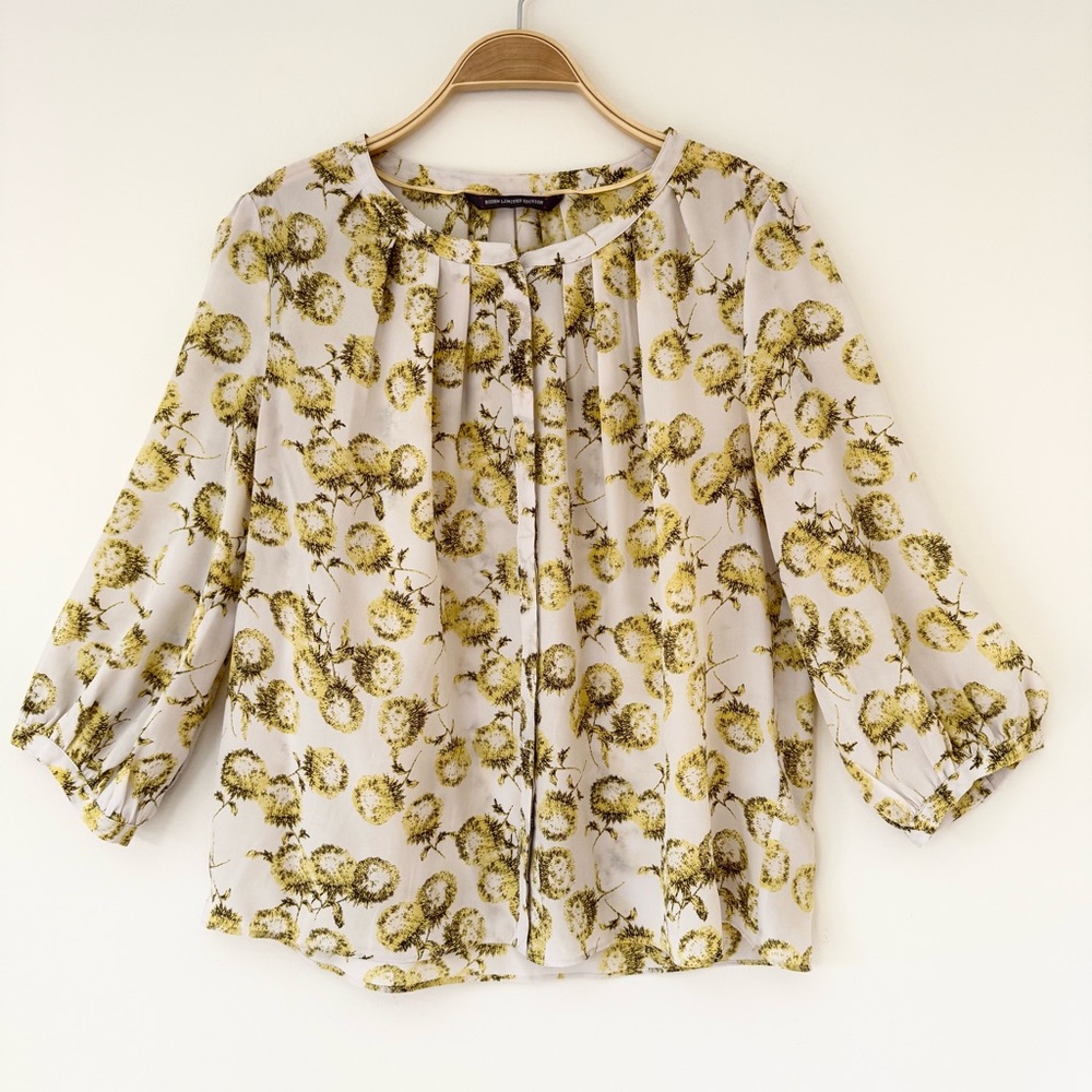 Boden Limited Edition Florence Yellow and Cream Dandelion Floral Top, Sz 10, EUC - Picture 2 of 12